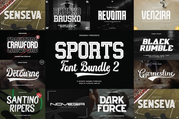 Sport Font Bundle - Baseball Font, Football Font, Futuristic Font, Display Font, Logo Font, Bold font, Branding font, Racing Font