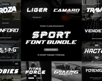 Sport Font Bundle - Sport Font, Display Font, Procreate font, Canva font, logo font, Cricut font, Branding font, Modern Font, Racing Font