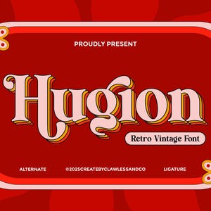 Hugion - Retro Font, Vintage Font, Western Font, Canva Font, Procreat Font, Display Font, Serif Font, Brand Font, Logo Font, Cricut Font,