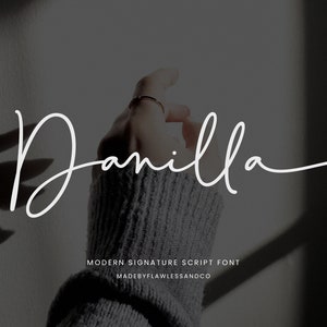 Danilla: carattere firma, carattere per script, carattere per matrimonio, carattere per invito, carattere per branding, carattere Canva, carattere Cricut, carattere corsivo, carattere logo