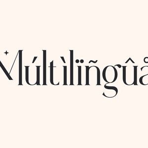 May include: Black and white text logo with the word "Multilingual" in a stylized font.