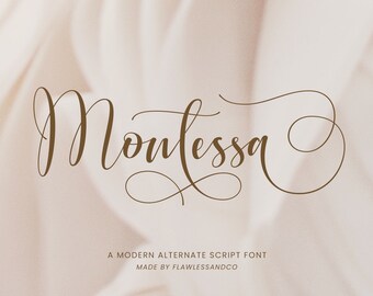 Montessa - Modern Alternate Script Font, Script Font, Calligraphy Font, Wedding Font, Elegant Font, Cricut Font, Canva Font, Procreate Font