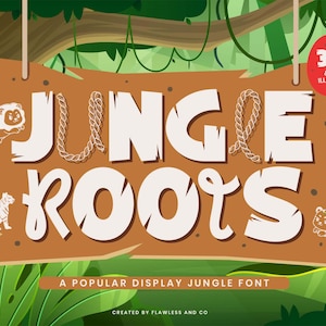 Jungle Roots - Display Font, Modern Font, Kids Font, Logo font, Digital Font, Canva Font, Cartoon Font, Jungle Font, Sans Serif Font,