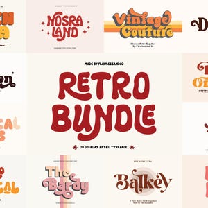 Retro Font Bundle - Retro-Schrift, Groovy-Schrift, Cricut-Schrift, Canva-Schrift, Procreate-Schrift, Bauernhaus-Schrift, Branding-Schrift, Logo-Schrift, moderne Schrift
