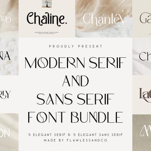 Bundle de polices modernes avec empattement et sans empattement - police moderne, police avec empattement, police sans empattement, polices Farmhouse, police Procreate, police Canva, police de marque