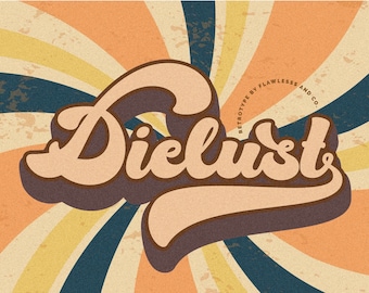 Dielust Script Retro - レトロフォント、Canvaフォント、Cricutフォント、Procreateフォント、ビンテージフォント、ロゴフォント、ブランディングフォント、モダンフォント、レトロフォント