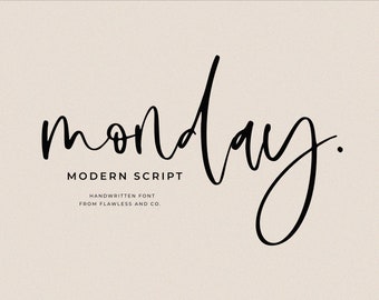 Monday Script - Handwritten Script Font, Brush Font, Cricut Font,  Cursive Font, Modern Calligraphy, Wedding Font, Handlettered, Boho Font