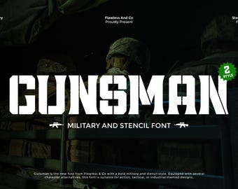 Gunsman - Military Display Font, Logo Font, Branding Font, Modern Font, Bold Font, Serif Font, Typeface Font, Style Font, Classy Font