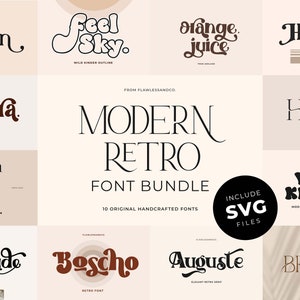 Paquete retro moderno: fuentes serif, fuentes Procreate, fuentes Canva, fuentes de marca, fuentes de logotipo, fuentes de marca, fuentes para manualidades, fuente cricut
