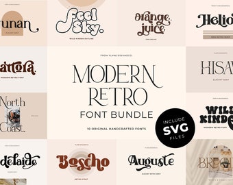 Modern Retro Bundle - Serif Fonts, Procreate Fonts, Canva Fonts, Branding Font, Logo Fonts, Branding Fonts, Fonts for Crafting , cricut font