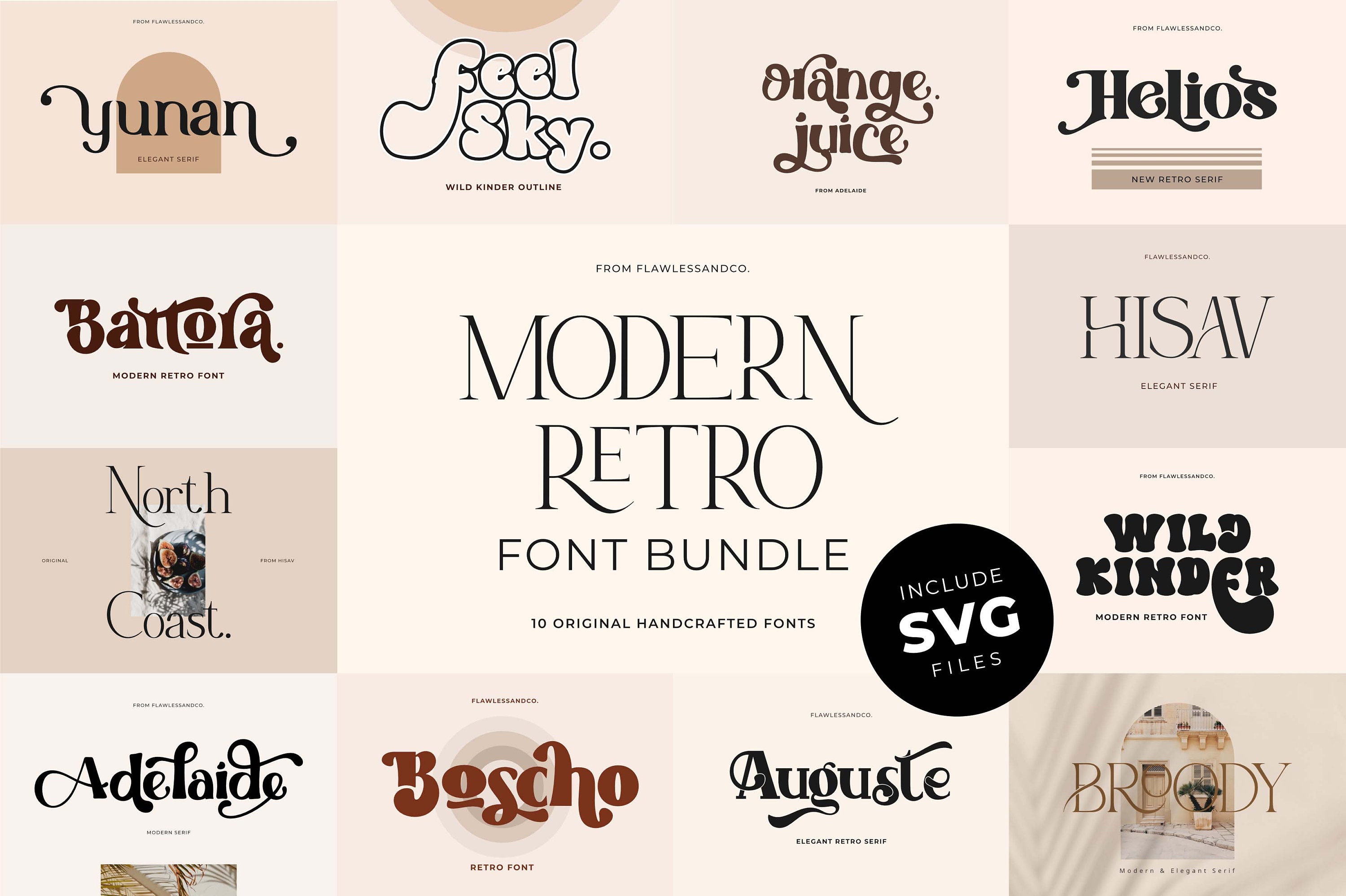 Modern Retro Bundle Serif Fonts Procreate Fonts Canva - Etsy