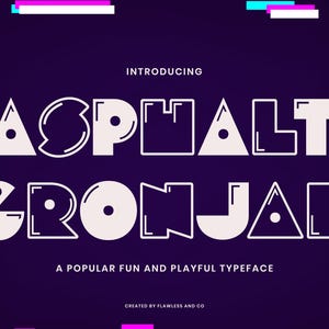 Asphalt Gronjal - polices de caractères pour le jeu, polices pixel, polices Cricut, polices Procreate, polices amusantes, polices pour enfants, polices d'affichage, polices ludiques, polices modernes