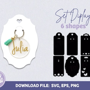 Keyring display card,keychain svg, keyring card svg, cricut file, silhouette dxf, template card, vector, keyring holder card