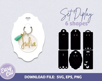 Keyring display card,keychain svg, keyring card svg, cricut file, silhouette dxf, template card, vector, keyring holder card