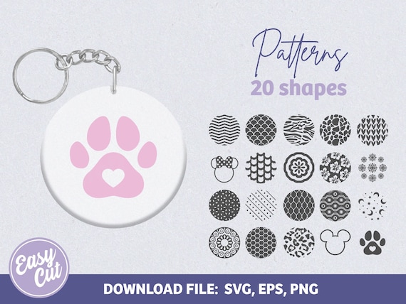 Round pattern svg, design keychain svg, keychain svg, dxf, file for cricut, keyring patterns svg, circle keychain, silhouette, key fob svg
