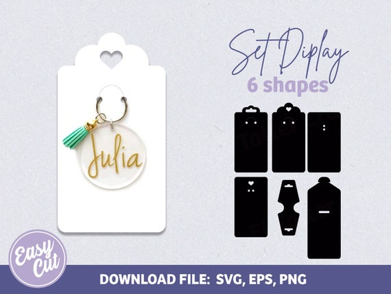 Keyring display card template, keychain svg, keyring card svg, cricut file, silhouette dxf, template card, vector, keyring holder card