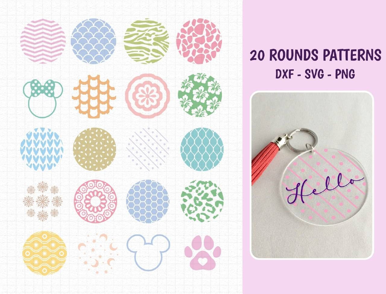 Round Pattern Svg Design Keychain Svg Keychain Svg Dxf | Etsy Australia