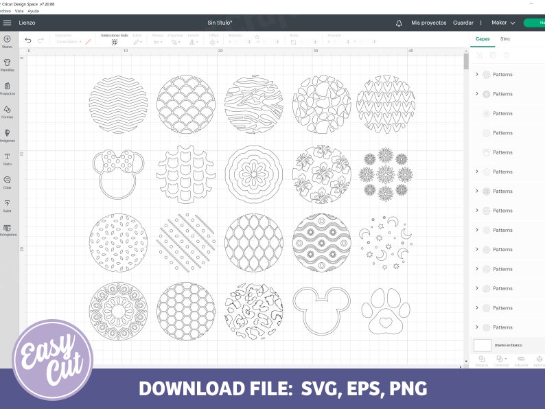 Round pattern svg, design keychain svg, keychain svg, dxf, file for cricut, keyring patterns svg, circle keychain, silhouette, key fob svg imagen 2