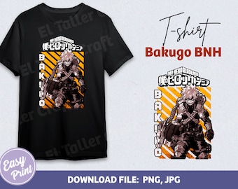 Bakugo, T shirt design, anime png, camisetas anime, BNH