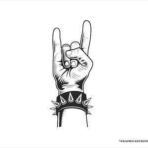 Rock And Roll Svg, Rock Hand Svg, Lets Rock Svg, Hand Signs Rock, Rock N Roll Gitaar Logo, Rockbands Rock Muziek Svg, bestanden voor Cricut