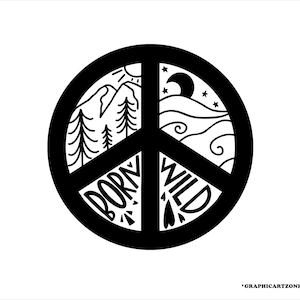Paz Svg, Nacido para ser salvaje Svg, Símbolo de paz Svg, Signo de paz Svg, Naturaleza Svg, Animal Svg, Descarga digital vector Eps, Png, Ai, Jpg