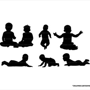 Baby Svg, Baby Shower Svg Bundle, Baby Cut, Kids Clipart, Baybies Silhouette, Child Silhouettes, Baby Svg Bundle, Baby Silhouette Clipart