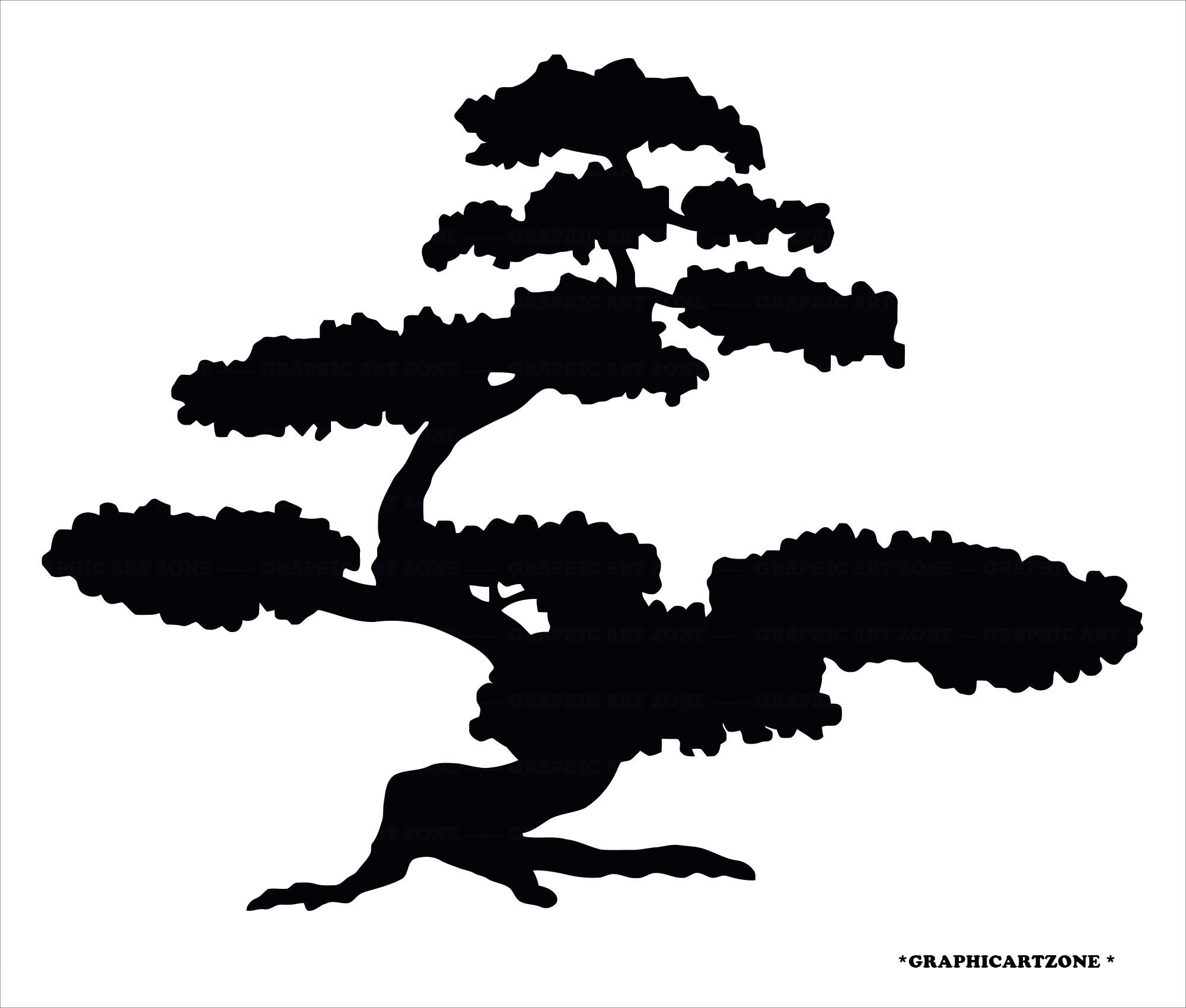 Bonsai Tree Silhouette, Bonsai Tree, Printable Clipart, Vector Bonsai