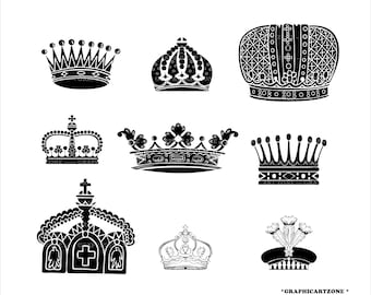 Crown Svg Bundle, Queen Crown, Princess Tiara, Silhouette, Silhouette Cut File, Commercial Use, Royal Crown SVG, Bundle King Crown, Svg, Png