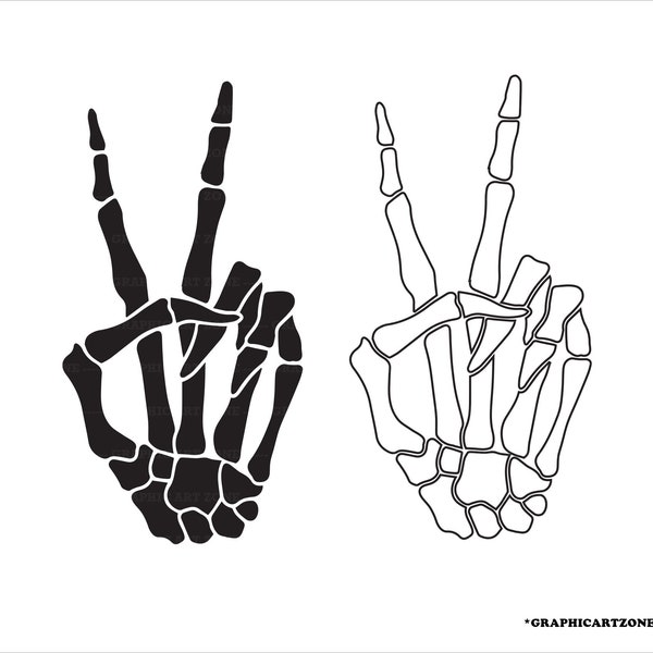 Skeleton Peace Sign, Skeleton Peace Hand, Skeleton Hand, Digital Download, Bones Of Human Svg, Peace Hand Svg, Skeleton Hand Svg, Eps, Png