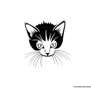 Cat SVG Files for Silhouette Cameo & Cricut, Cat Face Svg, Kitten whiskers cut file, Cute Kitty Eyelashes Baby cat head, shirt design, Svg