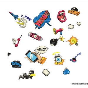 Pop Art Svg,Text and Bubbles Clipart, Pop art Text,Comic clipart, Comic Design Svg, Action Sign, Action Signs SVG vector, Svg, Png, Eps, Jpg
