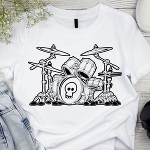 Drum Set Rock n Roll, Musical Instrument Rock Music Band, Vector Images Drum Set Svg, Cutting Files Svg, Music Silhouettes, Drums Vector