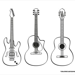 Gitaar Svg, akoestische gitaar SVG, muziek Svg, gitaar silhouet, gitaar Svg-bestand, akoestische muziek Svg, basgitaar, vector set, digitale download