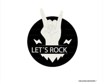 Rock And Roll Svg,  Lets Rock Svg, Hand Signs Rock, Rock N Roll Guitar Logo,  Rock Bands Rock Music Svg, Files for Cricut, Ai Eps Png Svg