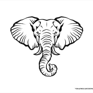 Elefante Svg, Cabeza De Elefante Svg, Silueta De Elefante Svg, Diseño De Logotipo, Animal Svg, Png, Eps, Jpg, Ai