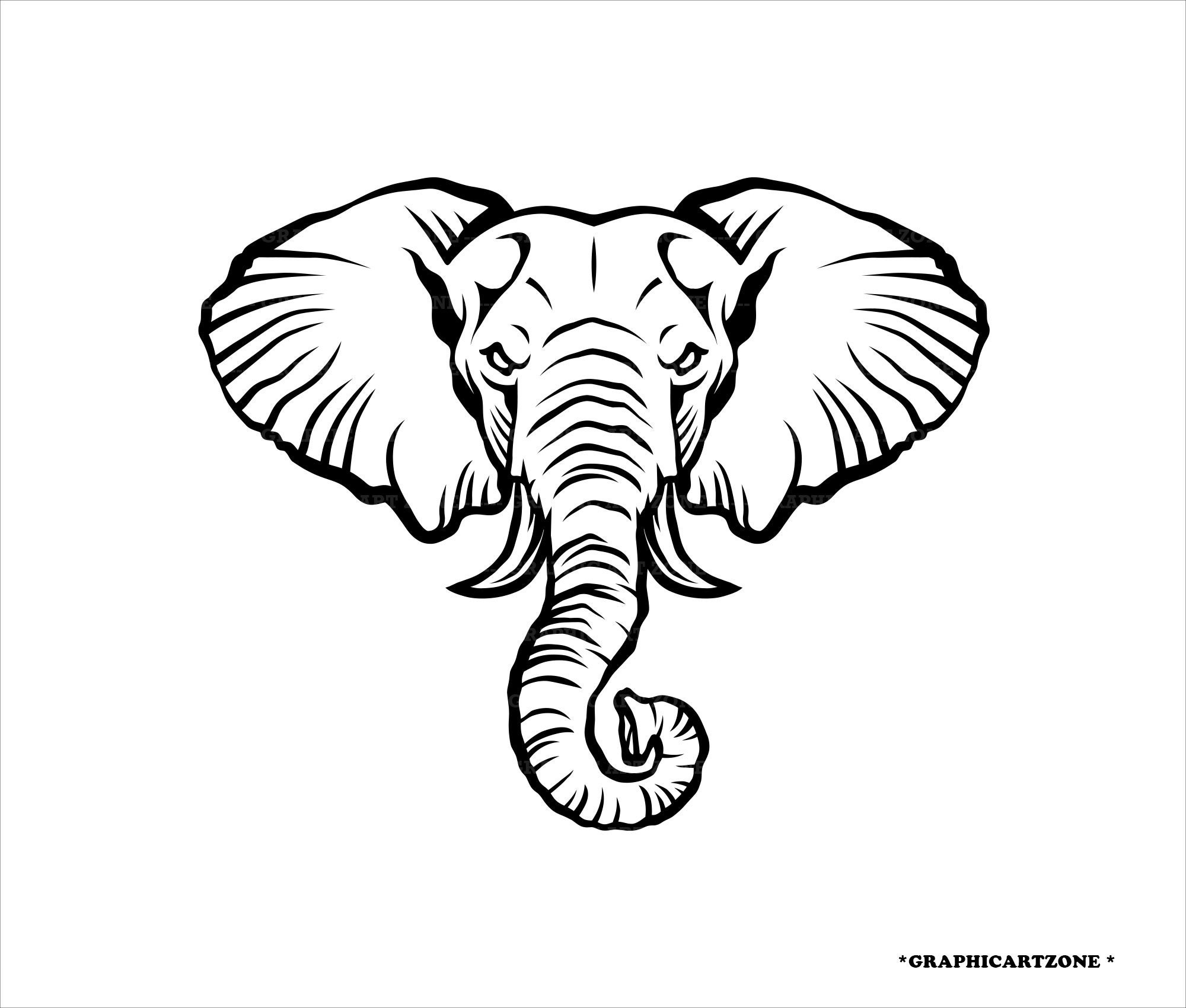 Elephant Svg, Elephant Face Head Svg, Elephant Silhouette Svg, Design
