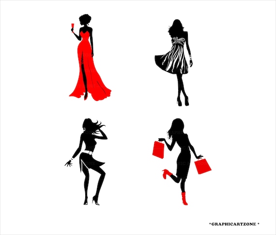 Modelo de mujer silueta Svg pose de moda modelo silueta de - Etsy España