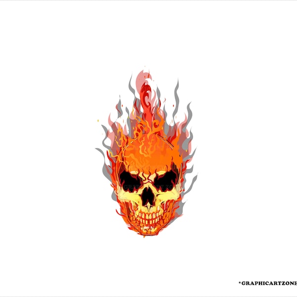 Flaming Skull - Etsy