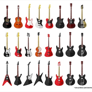 24 gitaar Svg, akoestische gitaar SVG, rockmuziek, muziek Svg, gitaar Svg bundel, elektrische gitaar, muziek Svg, basgitaar, vector set, digitale download
