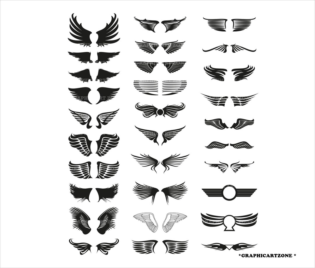 Wing Set Svg Wings Svg Wings Silhouette Cut Files Cute Angel Wings - Etsy UK