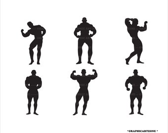 Body Building SVG, Fitness Svg, Fitness Svg Bundle, Body Builder Svg, Body Building Silhouette, Muscle Building Gym Fitness, Weight Training