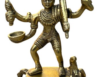 Handgemachte Messing Kala Bhairava Statue: Hindu Gott Beschützer