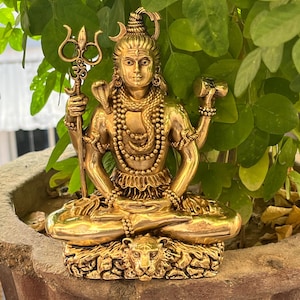 Meditating Brass Shiva Statue (6&quot;) - Hindu God Home Decor