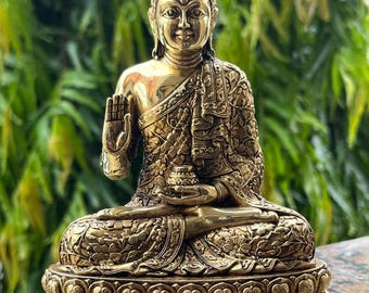 Brass Medicine Buddha Statue: Tibetan Altar Decor, Spiritual Gift