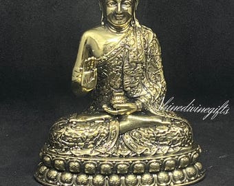 Brass Medicine Buddha Statue: Tibetan Altar Decor, Spiritual Gift