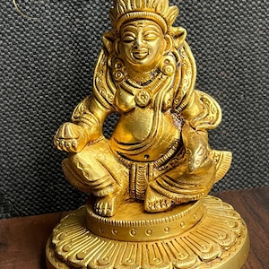 Handcrafted Brass Lord Kuber Statue: Hindu God of Wealth