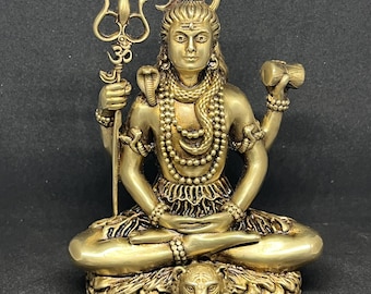 Estátua de bronze de Shiva: ídolo do deus hindu meditando, presente de ioga
