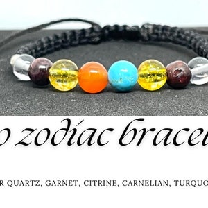 Leo Zodiac Gemstone Bracelet: Handmade Macrame Adjustable Bracelet