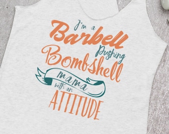 Funny Workout Shirt Barbell Bombshell, Funny Tank, Workout Tank, Funny Workout Shirt, Racerback Tank, Gift for Fitness Lover