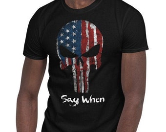 USA Flag American Skull Military Veteran Patriotic Army Marine Navy Air force Style PT Men's T-Shirt
